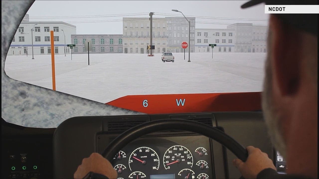 North Carolina transportation trains snowplow drivers with simulator