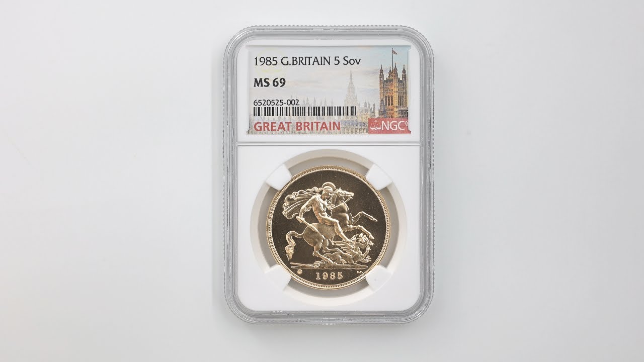 保留中 1985 英国 エリザベス2世 ソブリン 5ポンド 金貨 未使用 NGC MS