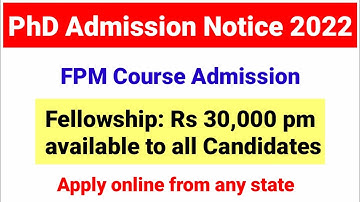 New PhD/FPM Notice 2022 | PhD Admission| FPM |PhD Admission Notification 2022I PhD Notification