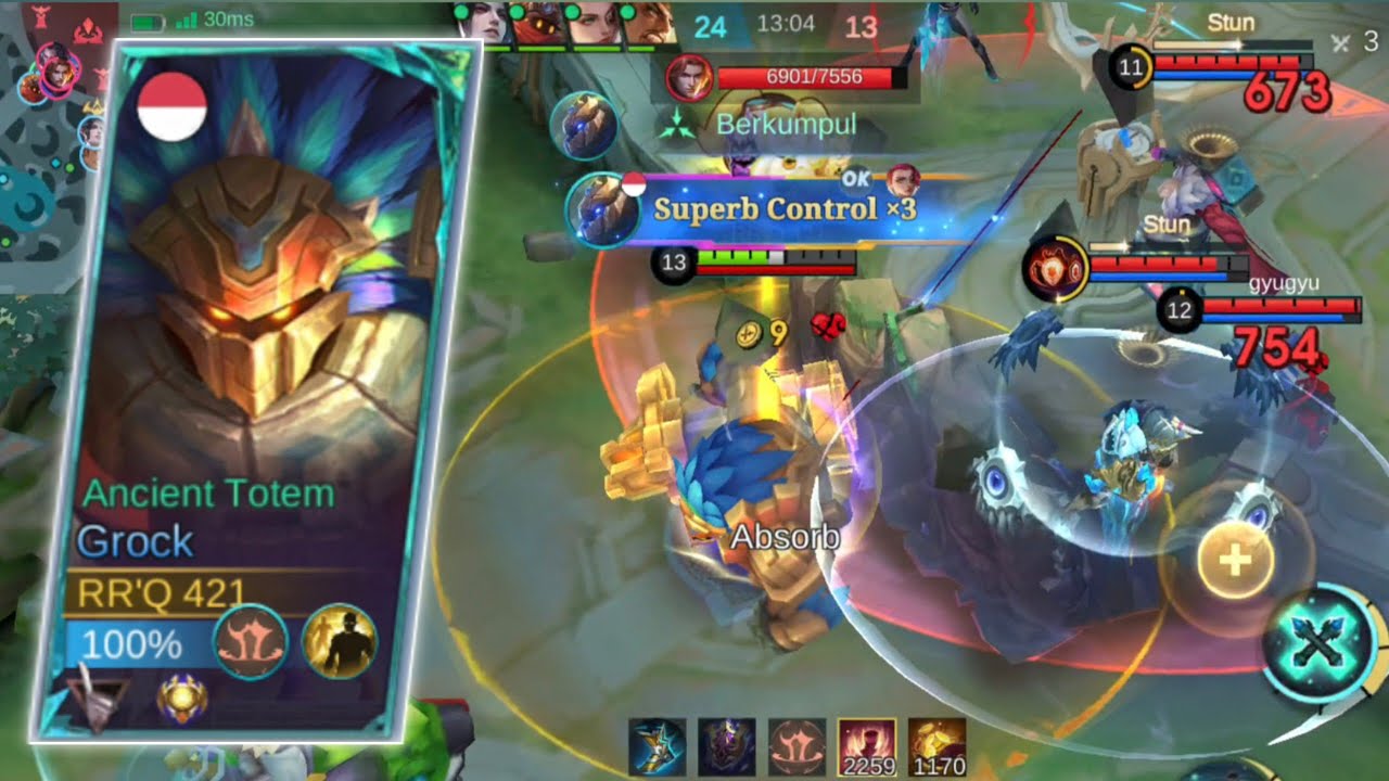 Grock Roam Tank #1 - Mobile Legends - Full GamePlay -  No Commentary