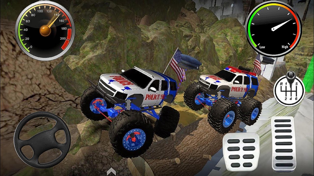 Juegos de Carros - Police Monster Trucks Impossible Driver #2 - Car Extreme Racing Android Gameplay