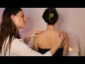 Asmr back treatment on my friend  oil massage back scratch scratch tool whisper real person