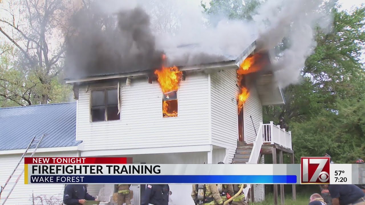 Wake Forest crews undergo live fire training - YouTube