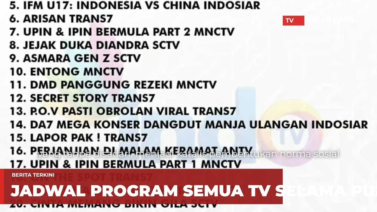 Jadwal siaran langsung semua tv selama puasa Ramadhan 2026