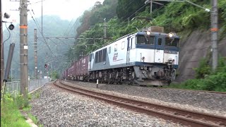 早朝の上溝口(信)EF64形貨物列車の発車、通過を撮影(2020/8/5)