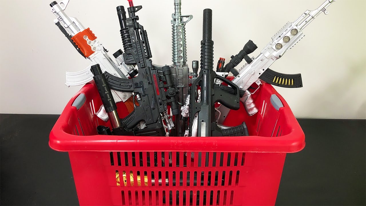 Various Rifles in My Laundry Box. Quality Weapons. Long Barreled Guns