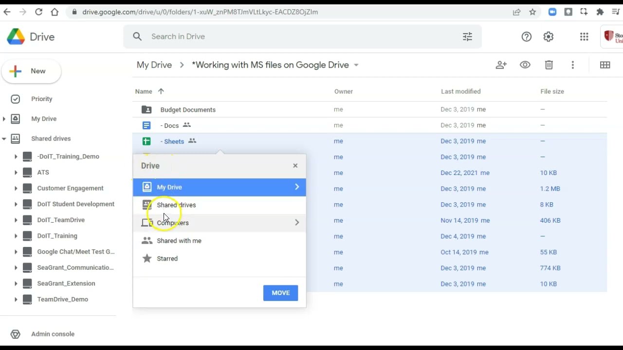 How do I move files from Google Drive to drive?