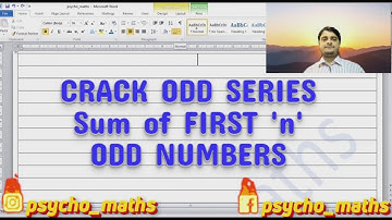 Trick | Odd Number Series | Sum of First 