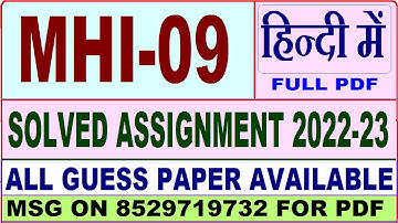 mhi 09 solved assignment 2022-23 / mhi 9 solved assignment in Hindi / ignou ma history solved