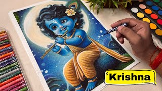 Little Krishna Drawing,  Janmashtami Drawing,  Oil Pastel Drawing,  Final Part 😍 screenshot 1
