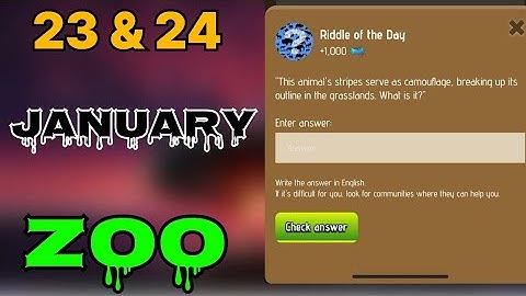 Zoo riddle of the day 23 & 24 January | Riddle of the day Zoo today | riddle of the day zoo | #zoo |