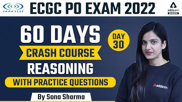 ECGC PO 2022 Notification | Reasoning | 60 Days Crash Course #30 | By Sona Sharma