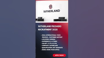 Sutherland Freshers Recruitment 2025 | Link in Description #freshersjobs #shorts