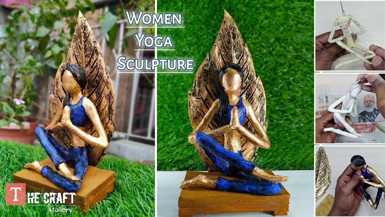 Sculpture zen en pierre femme position yoga 100 cm - Gamm vert