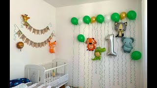 🐯КАК УКРАСИТЬ КОМНАТУ НА ДЕНЬ РОЖДЕНИЯ 🦊 РЕБЁНКУ 1 ГОД 🐸 DIY /стиль  САФАРИ🦁