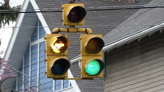 8” Eagle Flatback Doghouse traffic signal intersection before replacement