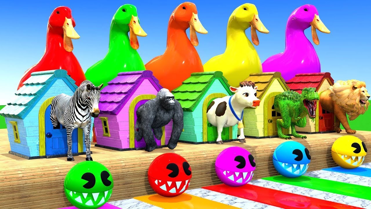 Paint Animals Duck,Tiger,Cow,Lion,Buffalo,Gorilla,Elephant,Dinosaur Fountain Crossing Animal Game Ne