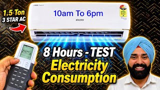 Voltas 1.5 Ton 3 Star Inverter AC ⚡ 8 Hours Electricity Consumption Test | Real Bill