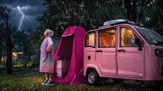 ☔🌧️The Rain Finally Came… Camping in My $500 Pink Camper