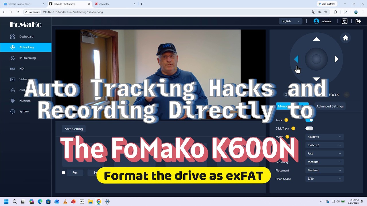 KOMEKOMEページ Fomako K600N Auto Tracking, web interface menu hacks and using it