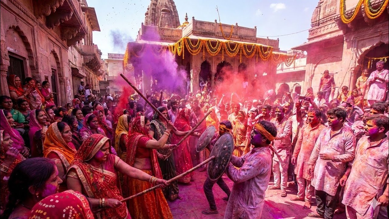 बरसाना में मचा गदर! 🔥 लठमार होली 2026 का सबसे धाकड़ वीडियो!#holi #barsana #vrindavan 