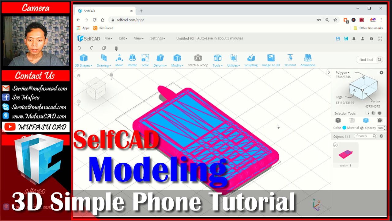 SelfCAD 3D Modeling Phone Tutorial With Edge And Vertex Modifier - YouTube