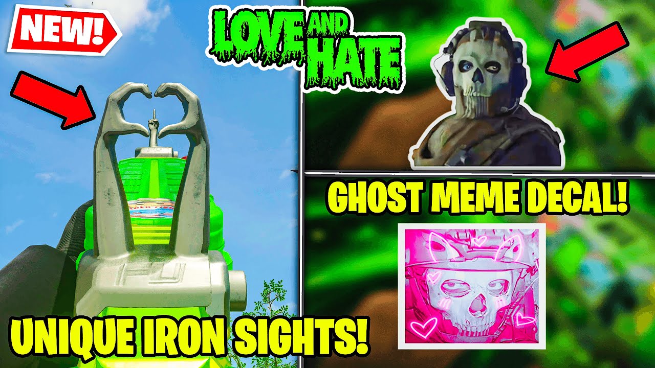NEW LOVE AND HATE BUNDLE w/ GHOST MEME DECAL 💀 UNIQUE SIGHTS MW2 WARZONE  MW3 (Flip Off Cronen Squall 