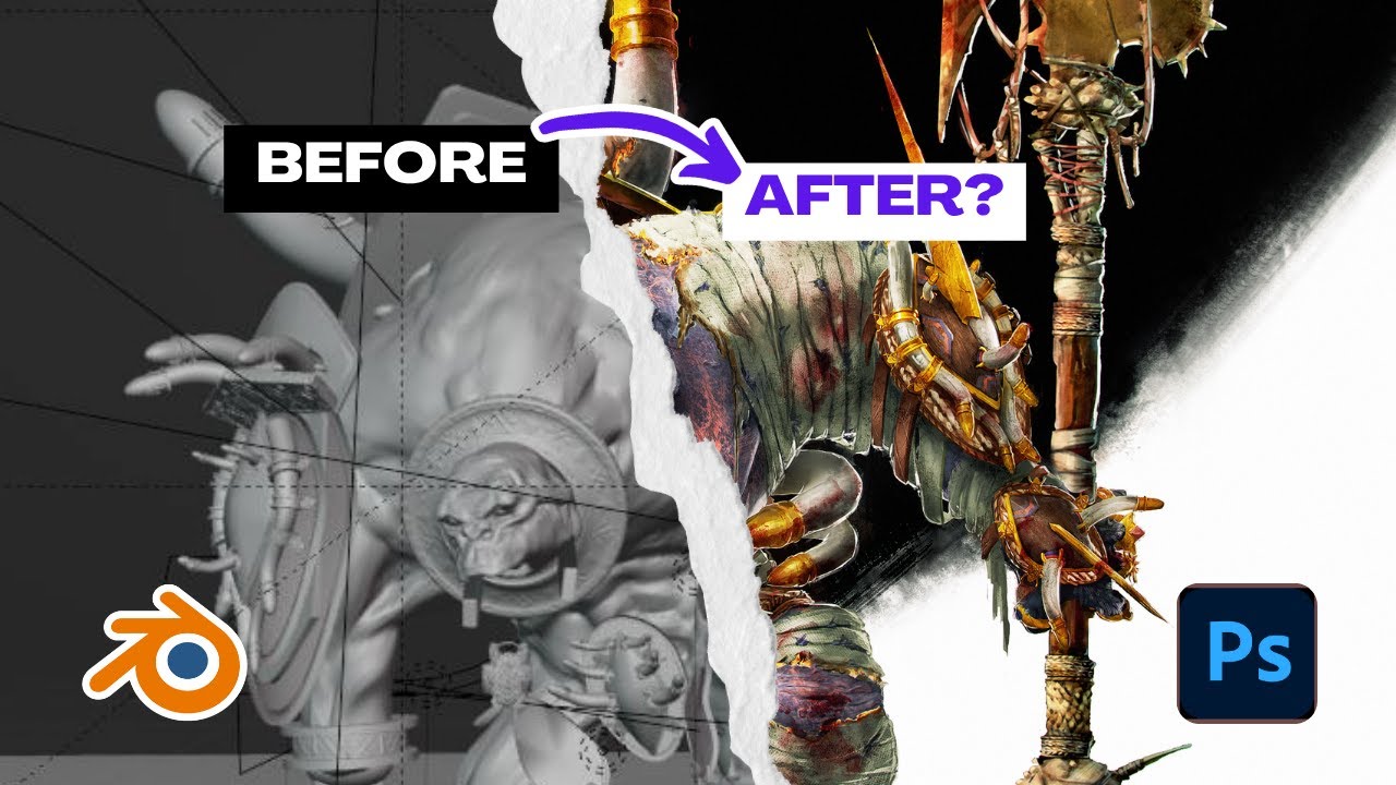 Dark Fantasy Zombie Ape Concept Art | Blender to Photoshop