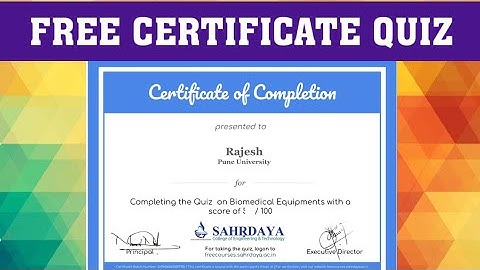 FREE CERTIFICATE QUIZ l BIOMEDICAL EQUIPMENT QUIZ l ONLINE CERTIFICATE IN 2 MINUTES l #Certificate