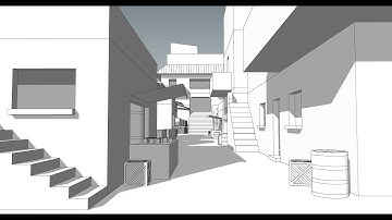 Designing a simple alley in Sketchup [Timelapse]