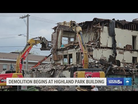 Demolition begins at Highland Park apartments - YouTube