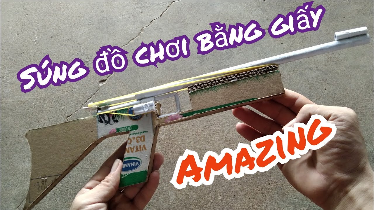 Cách làm súng bằng bìa cát tông, súng đồ chơi bằng... - youtube