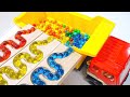 マーブルランレースASMR♪3列のHABAスロープ＆とても大きなダンプカー。Marble run race ASMR ♪ 3 row HABA slope & big dump truck.