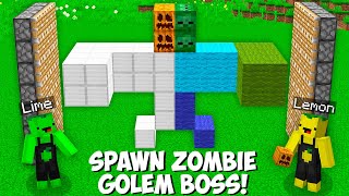 วิธีสร้างความลับ BOSS GOLEM + ZOMBIE ใน Minecraft ! มะนาวและมะนาวทำให้ MOB !