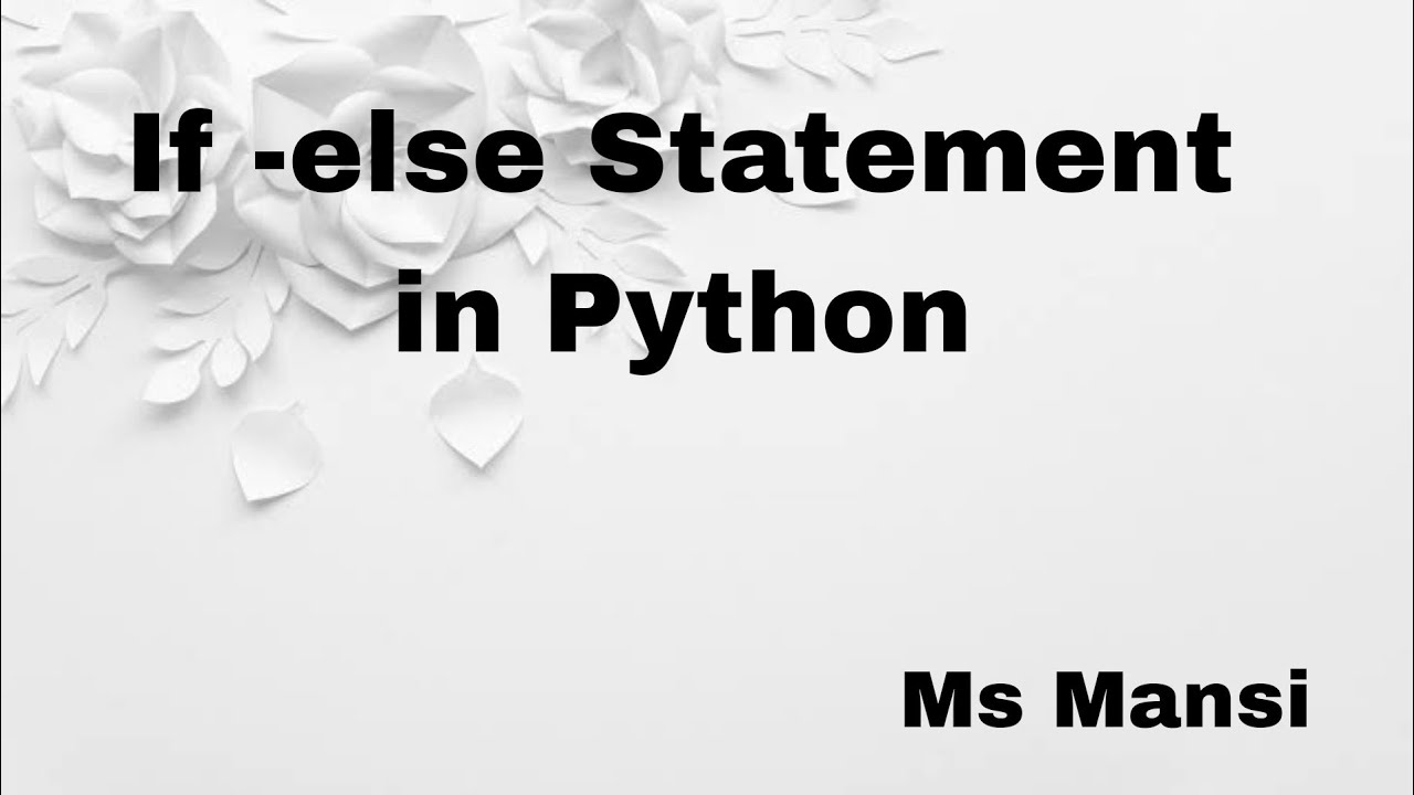 If else Statement In Python YouTube If else Statement In Python YouTube