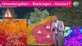 Unwettergefahr - Starkregen - Absturz am Wochenende? Nach Hitze Sturm. Wetterbericht 14.-22.07.2026.