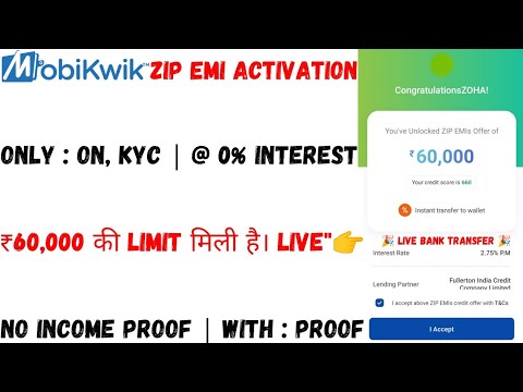 Ready go to ... https://youtu.be/QflAb6LC8X0 [ MobiKwik Zip EMI Activation Live Proof | Mobikwik Zip EMI | Mobikwik Zip EMI Activate Kaise Kare]