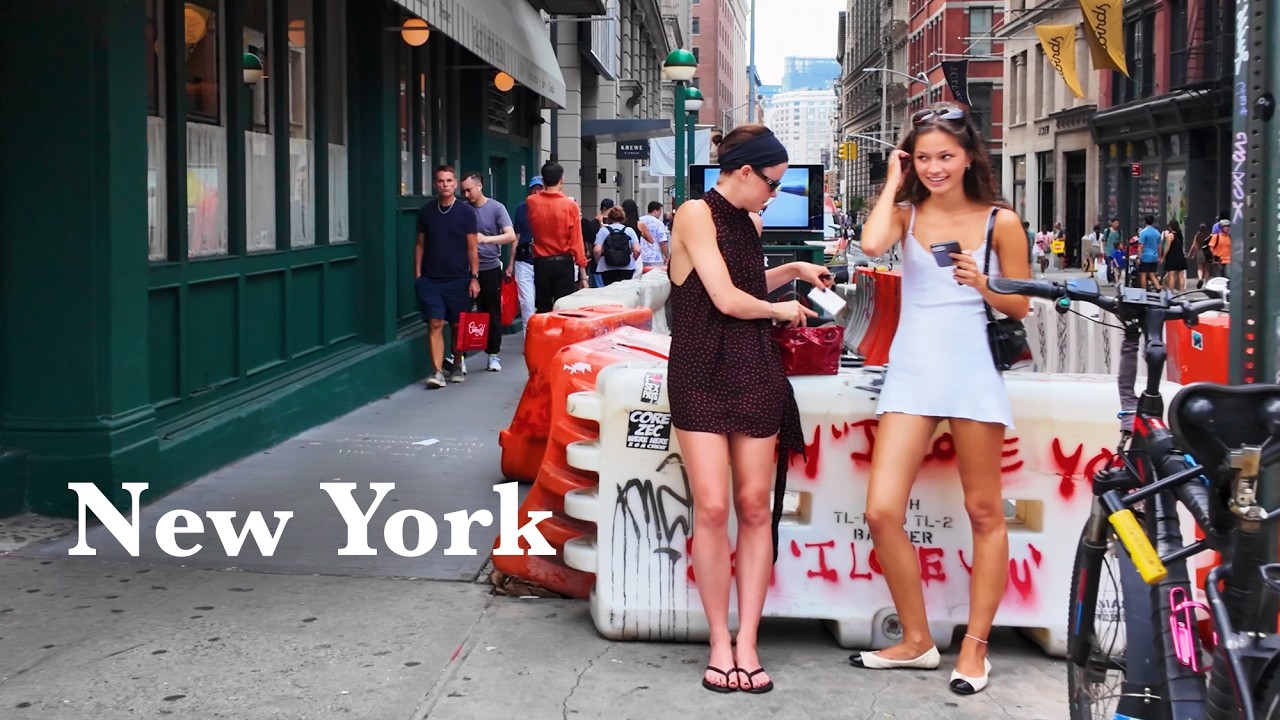 NYC Walking Tour: Hot Summer in Soho, Manhattan, Prince Street Pizza and Shopping (July 2024) 4k