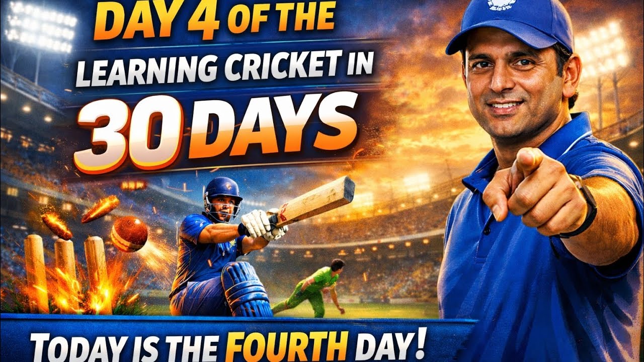 Day four of the learning cricket in 30 days main aapko sikhaunga 30 days ke andar cricket support me