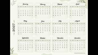 2027 Calendar Printable | Free PDF Download (US) landscape & portrait #newyear #2027  #newyear2027