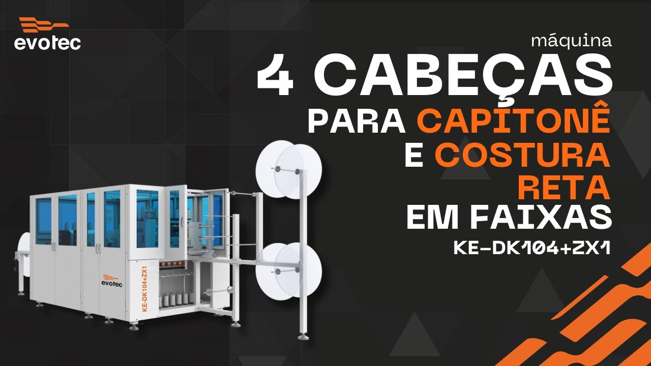 Máquina 4 Cabeças para Capitonê e Costura Reta em Faixas - Evotec