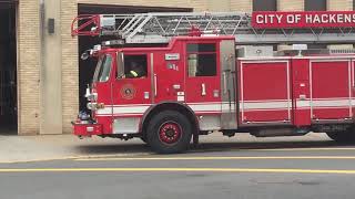 Hackensack Rescue 1, Ladder 1, Engine 4, and The Deputy Returning.
