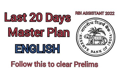 Master Plan for RBI ASSISTANT 2022 Prelims (English)
