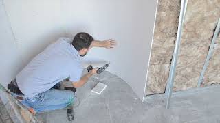 🔥 How to Build a CURVED DRYWALL WALL Using ANGLES & STUDS 🛠️😱
