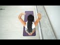 Relaxing yoga stretching in booty shorts at home