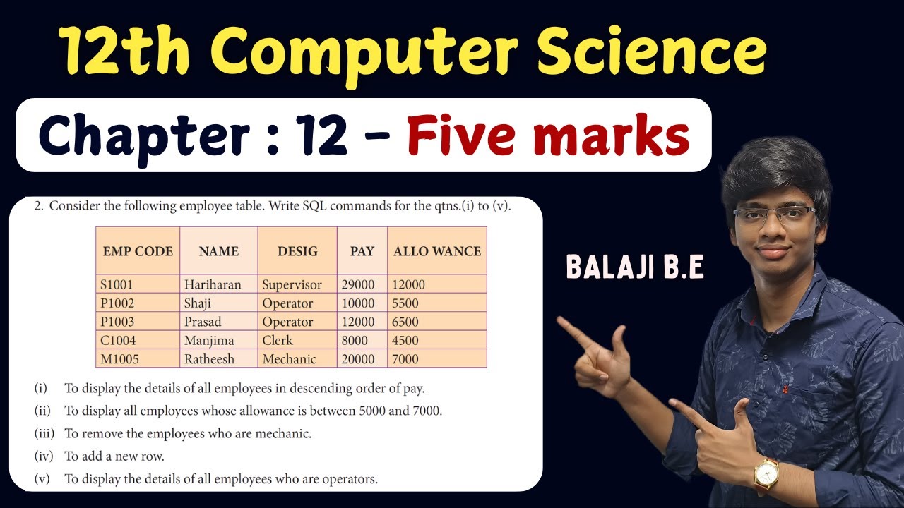 12th Computer Science | Ch-12 | Important 5 mark book back | Tamil ...