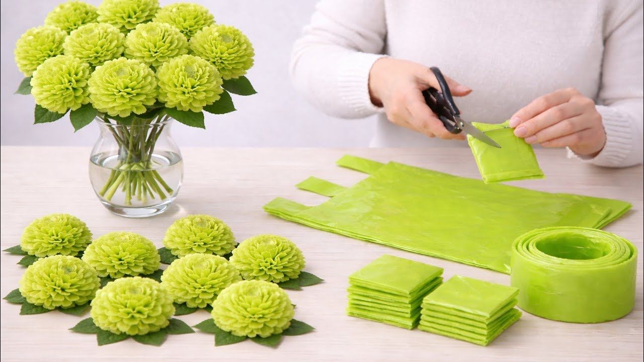 Как сделать цветок из пакетов для покупок