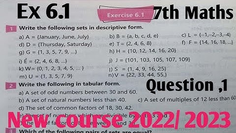 Exercise 6.1 Class 7th Maths kpk and Punjab textbook| New course SNC 2022 and 2023 Part-1
