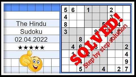 🔴🔊How to Solve The Hindu Sudoku 5 Star | Step by Step Solution | 02.04.2022|  Level ★★★★★