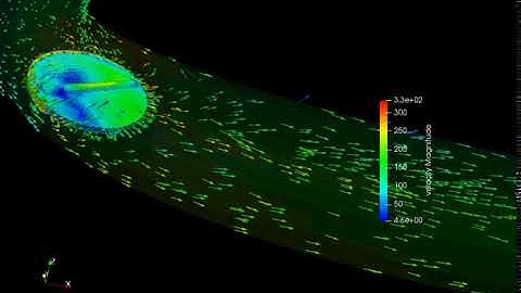 Velocity Glyph (different angle)- Transient Flow Simulation over the Throttle Body